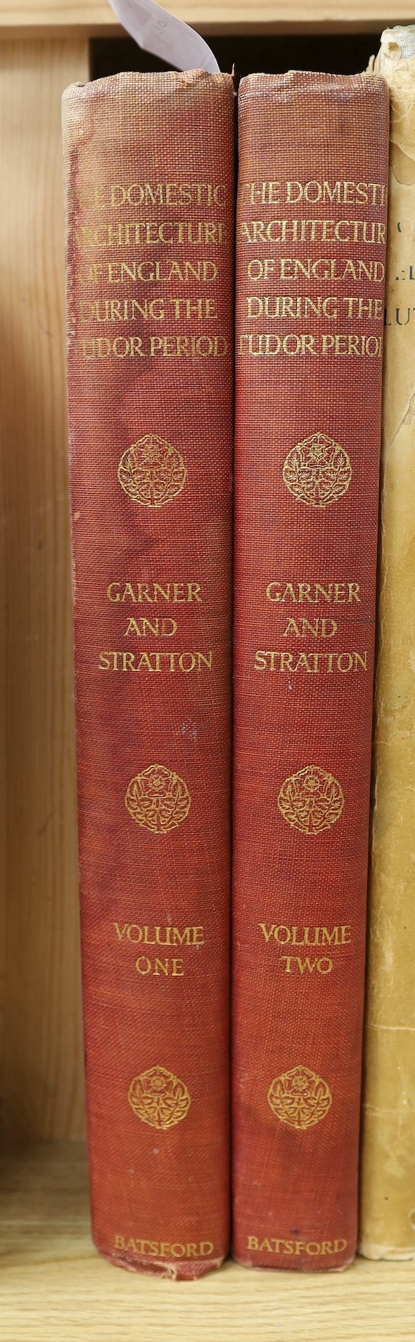 Garner, Thomas and Stratton, Arthur - The Domestic Architecture of England During the Tudor Period, 2nd edition, 2 vols, folio, red cloth gilt, B.T. Batsford Ltd., London, 1929